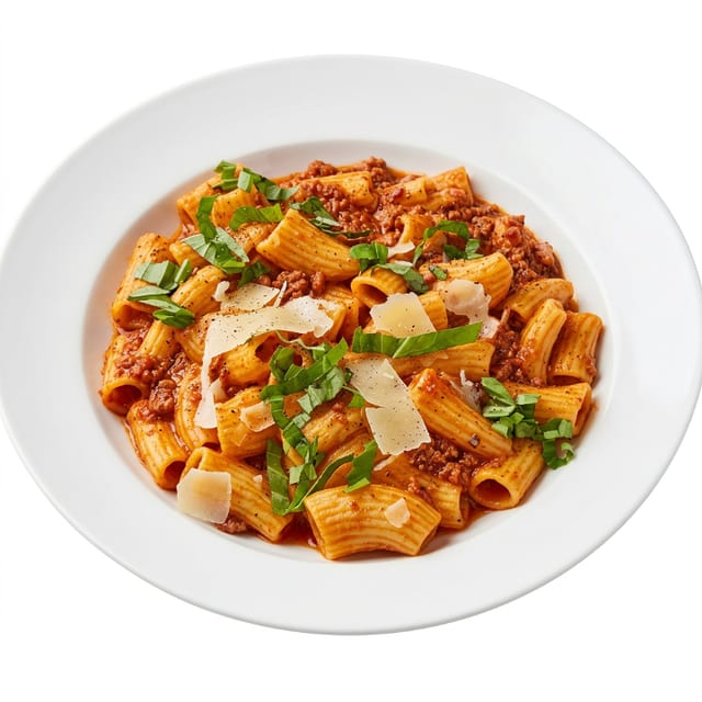 Rigatoni bolognese.